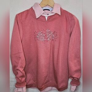 Womens Salmonish Embroidered Vintage Sweater